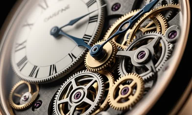 Precision watch movement with interlocking brass gears